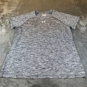 Under Armour HeatGear‎ Women's Large T-Shirt Athletic Activewear Top Blue Gray